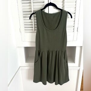 Sleeveless Olive Green Dress with Pockets